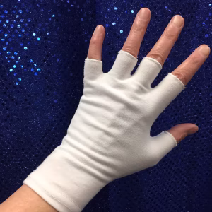 Fingerless Gloves White Cotton Lycra